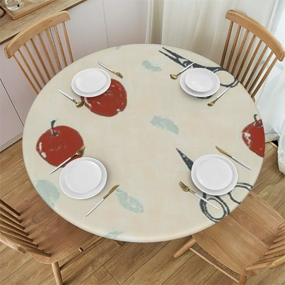 BCIIG Apples Round Tablecloth Stain-Resistant Washable 100% Polyester 54"-58