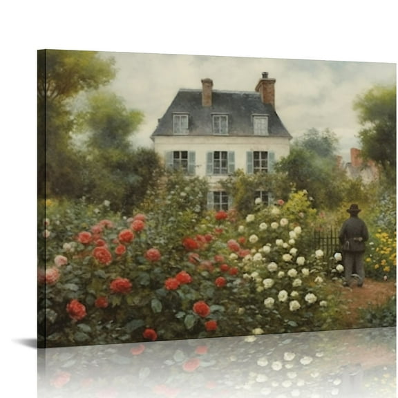 BCIIG Art Deco Wall Art for Kitchen Art Prints - Antique French - Rustic Vintage Decor for Living Room - Farmhouse Landscape Forest Pictures Bedroom - Moody Country Artwork - Flower Floral 20x16in