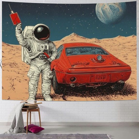 BCIIG Astronaut Mars Exploration Tapestry Wall Hanging Unique Style for Home Wall Decor Art Living Room Bedroom Apartment Farmhouse Dorm 40x60inch