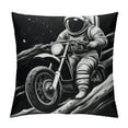thumbnail image 1 of BCIIG Astronaut Motorcycle Planets Graphic Decorative Throw Pillow Cover for Home - Men Women Boy Girl Room Couch Living Bed Sofa Cushion Case Home Furnishing Short Plush 18x18in, 1 of 5