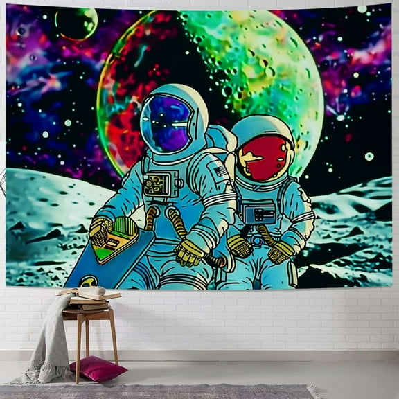 BCIIG  Astronaut  Tapestry for Men, Alien Poster for Teens Boys, Funny Neon Galaxy Wall Tapestry  40x30inch