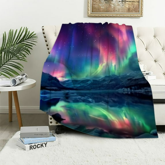 BCIIG Aurora Borealis Warm Lightweight Blanket Soft Fleece Throw Blanket for All Seasons - Super Soft Blanket for Living Room Sofa Decor and Cow Gifts - Multiple Sizes Available 40x50in