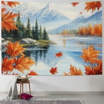 BCIIG Autumn Leaves Mountains Tapestry Wall Hanging Unique Style Graphic Tapestries Home Wall Decor Art for Living Room Bedroom Apartment Farmhouse Dorm Decorations 40x30inch