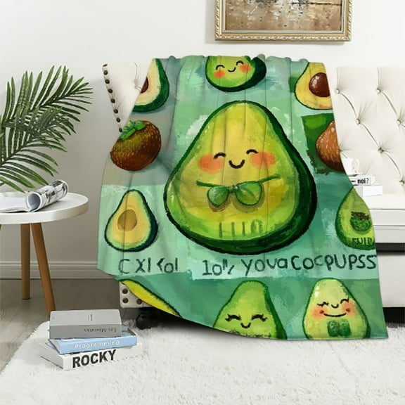 BCIIG Avocado Blanket, Cute Green Avocado Throw Blanket, Avocado Gifts for Avocado Lovers, Avocado Gifts for Women Girls, Cartoon Fruit Soft Cozy Warm Throw Blankets for Couch Bed Sofa 40x50in