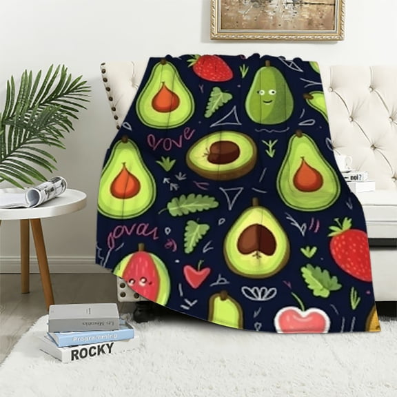 BCIIG Avocado Fleece Plush Blanket Funny Fruits Lightweight Throw Blanket for Couch Bed Avocado Room Decor Fuzzy Super Soft Blankets for Kids Adults Women   50x60in
