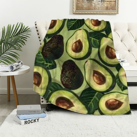 BCIIG Avocado Fruit Print Ultra-Soft Micro Blanket,Flannel Blanket Inches,for Bed Sofa Travel 60x80in