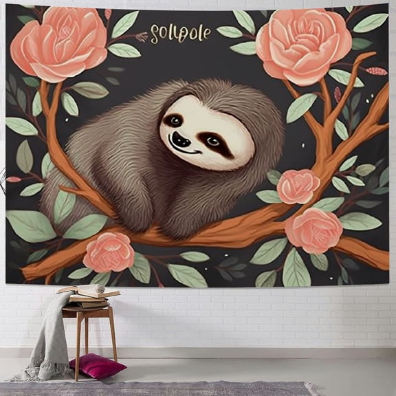BCIIG Baby Sloth Tapestry Tree Follow Your Dreams Tapestry Wall Hanging For Bedroom Living Room Dorm Home Decor 40x30inch