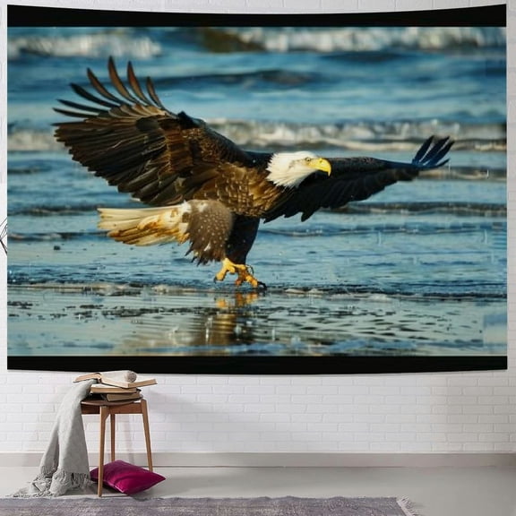 BCIIG Bald Eagle Beach Wildlife Tapestry Wall Hanging Unique Style Home Wall Decor Art for Living Room Bedroom 60x50inch