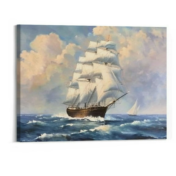 BCIIG Bald Eagle Clipper Sailing Ship 1852 Maritime by Paul Richard Hee Art Print with Blue Border Unframed, 20" x 16".