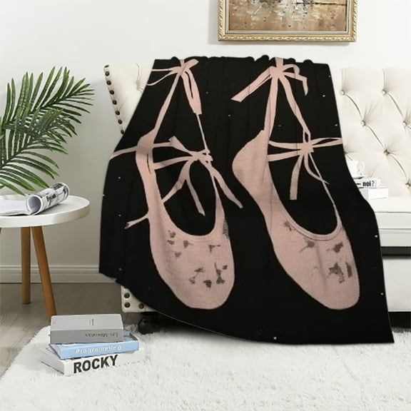 BCIIG Ballet Shoes Theme Warm Lightweight Fleece Blanket Soft Throw Blanket for Living Room Sofa Decor Cow Gifts All Seasons Super Soft Blanket 40x50in