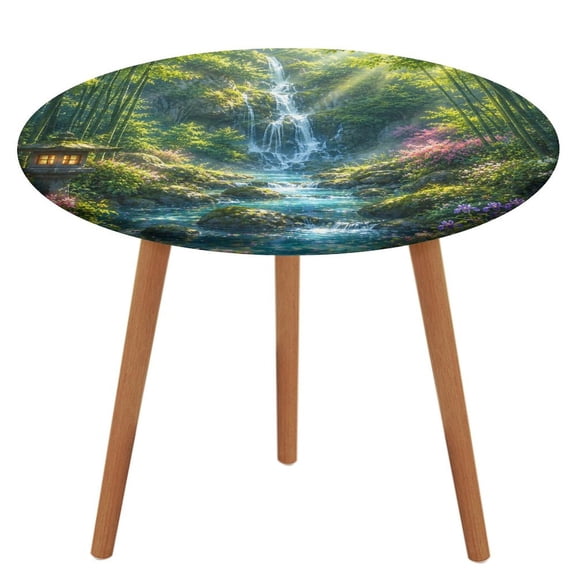 BCIIG Bamboo Forest Waterfall Stream Table Cloth, Waterproof Oil-Proof, Wipeable Spill-Proof Table Cover for Dining Table, Heavy Duty Durable Tablecloth for Kitchen, Party, Picnic, Home Decor,