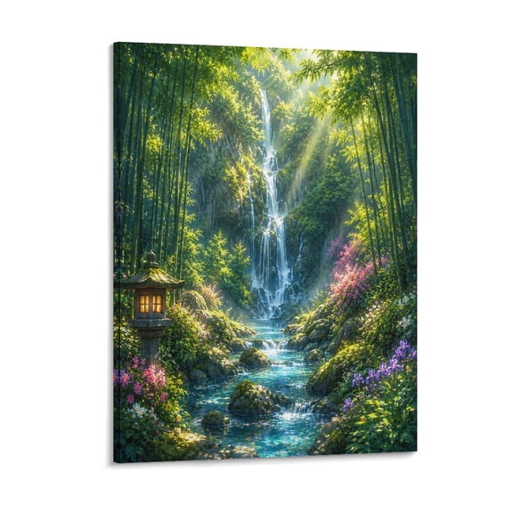BCIIG Bamboo Forest Waterfall Stream Tapestry, Polyester Vertical Print Wall Hanging Tapesties for Bedroom Dorm Living Room, Aesthetic Home Decor for Adults And Family,