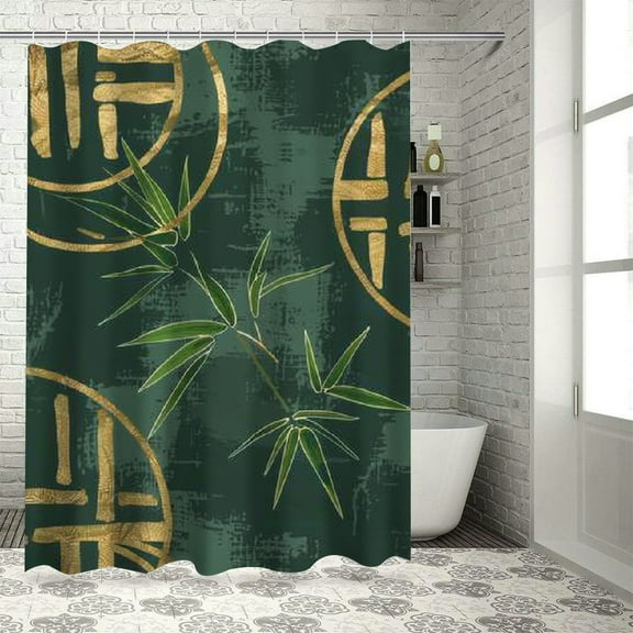 BCIIG Bamboo Leaves Chic Modern Bathroom Decor Shower Curtain Set 36"x72