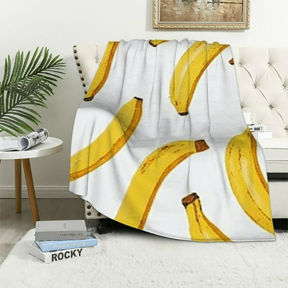 BCIIG  Banana Fruit Lightweight Super Soft Cozy Throw Blanket Warm and Lightweight Soft Flannel Blankets  for Puppy Bed Blanket 40x50in