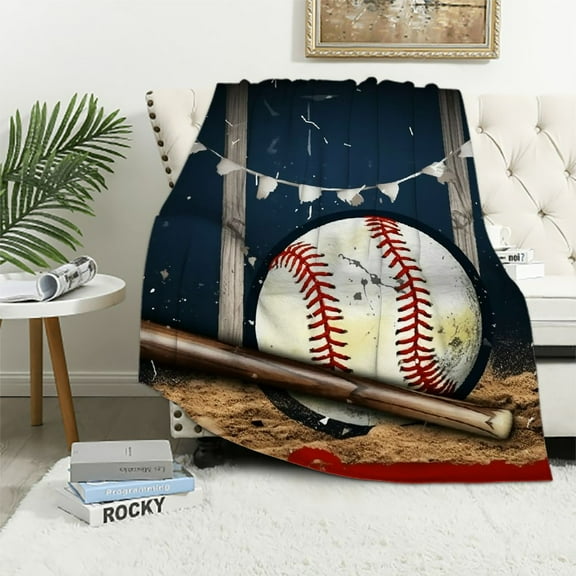 BCIIG Baseball Theme Soft Flannel Blanket Lightweight Throw Blanket for All Seasons, Living Room Sofa Decor, Cow Gifts Blanket 40x50in