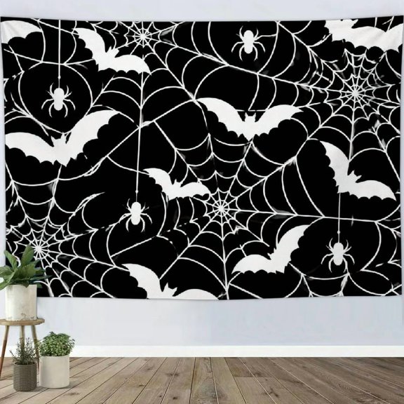 BCIIG Bat Spider Web Pattern Tapestry Wall Hanging, 100% Polyester  Printed Tapestries for Bedroom Dorm Living Room Office Apartment Home,  Polyester Fabric Wall Hanging Decor .