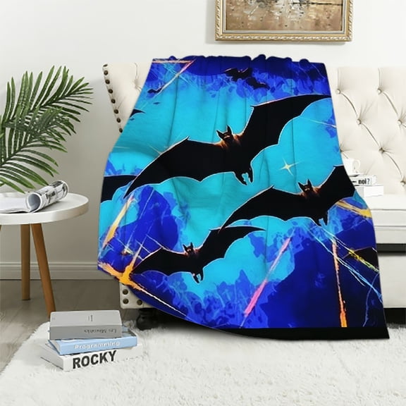 BCIIG Bat Theme Warm Lightweight Blanket Soft Fleece Throw Blanket for All Seasons - Perfect for Living Rooms Sofa Decor and Cow Gifts 60x80in