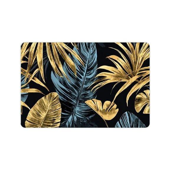 BCIIG Bath mat Tropical palm leaf forest floor mat Bathroom vintage tree view door mat Non-slip memory foam absorbent living room bedroom door mat 24x16in