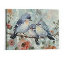 BCIIG Bathroom Decor Bird Wall Art Love Birds Abstract Pictures Print on Canvas Blue Gray Walls Decorations 20"x16"