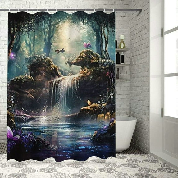 BCIIG Bathroom Decor Set 1723632113980442 Multi-size Colorful Luxurious Graphic Print Polyester Fabric Fashion Shower Curtain Set with Hooks 60"x72