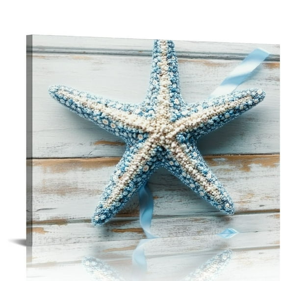 BCIIG Beach Decor Starfish Wall Art Coastal 3D Seashell Decor, Beach Wall Decor for Bathroom or Tropical Bedroom, Ocean Inspired Beach Decorations for Home or Beach House 16x12in