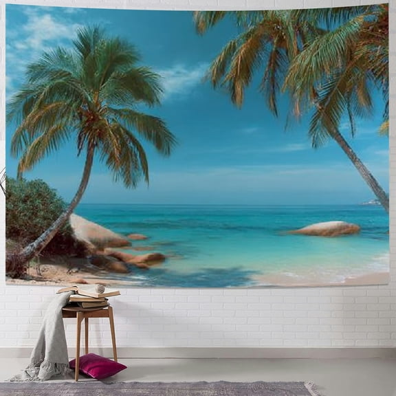 BCIIG Beach Palm Trees Ocean Tapestry Wall Hanging Home Decor 40x30inch