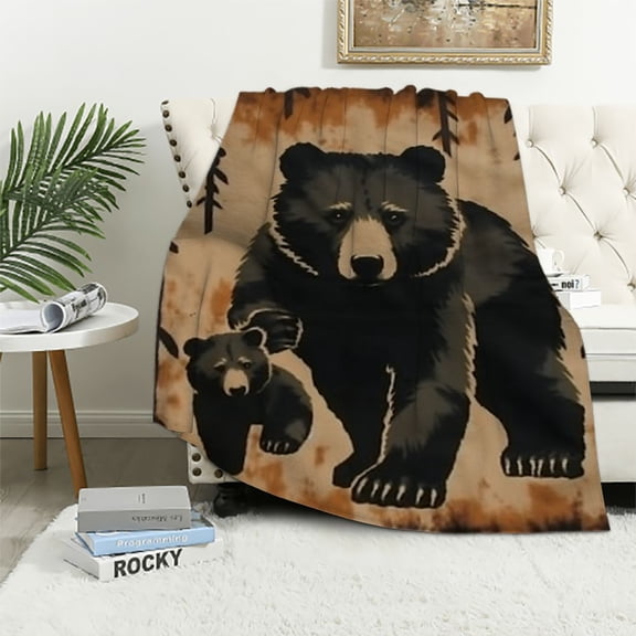BCIIG Bear Cub Paw Prints Warm Lightweight Blanket Soft Fleece Blankets for All Seasons Living Rooms Sofa Decor Cow Gifts Blanket 50x60in