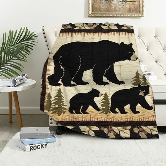 BCIIG Bear Cubs Warm Lightweight Blanket Soft Fleece Blankets Throw Blanket Living Rooms Sofa Decor Cow Gifts All Seasons 50x60in