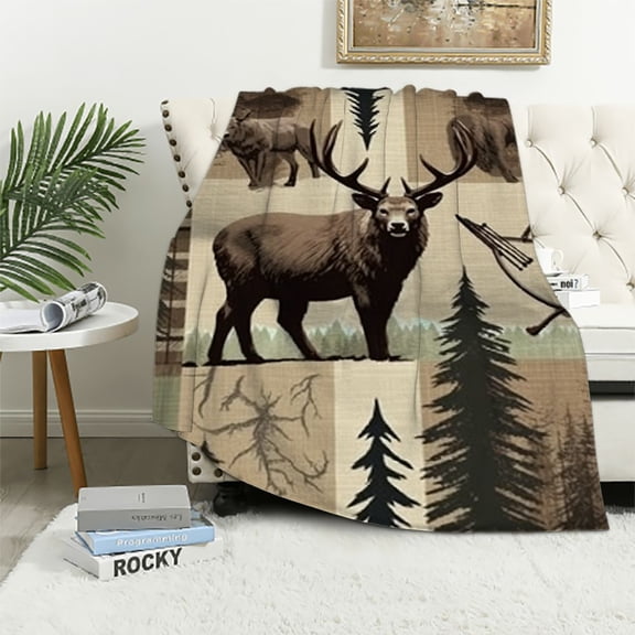 BCIIG Bear Deer Arrow Warm Lightweight Blanket Soft Fleece Blankets Throw Blanket Living Rooms Sofa Decor Cow Gifts All Seasons Long-Lasting Blanket for All Seasons 50x60in
