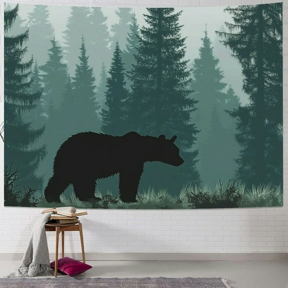 BCIIG Bear Forest Fog Tapestry Wall Hanging Unique Style for Home Wall Decor Art Living Room Bedroom Dorm 40x30inch