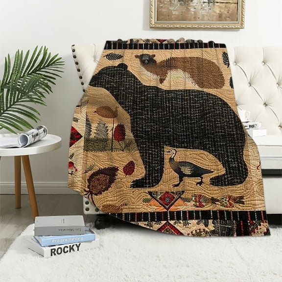 BCIIG Bear Goose Quilt Warm Lightweight Blanket Soft Fleece Blankets Throw Blanket Living Rooms Sofa Decor All Seasons 50x60in