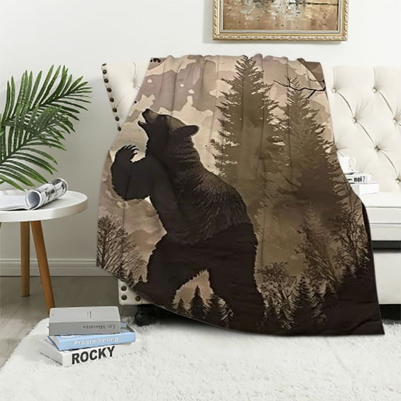 BCIIG Bear Moon Woods Warm Lightweight Blanket Soft Fleece Blankets Throw Blanket Living Rooms Sofa Decor Gifts All Seasons Excellent Hand Feel Blanket for All Seasons 60x80in
