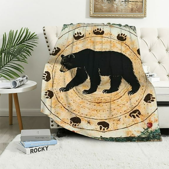 BCIIG Bear Paw Prints Warm Lightweight Blanket Soft Fleece Blankets Throw Blanket for Living Rooms Sofa Decor All Seasons - Cow Gifts Blanket for Bed 60x80in