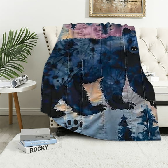 BCIIG Bear Paw Prints Warm Lightweight Fleece Blanket Soft Blankets Throw Blanket All Seasons Cow Gifts for Living Rooms Sofa Decor Bed 40x50in