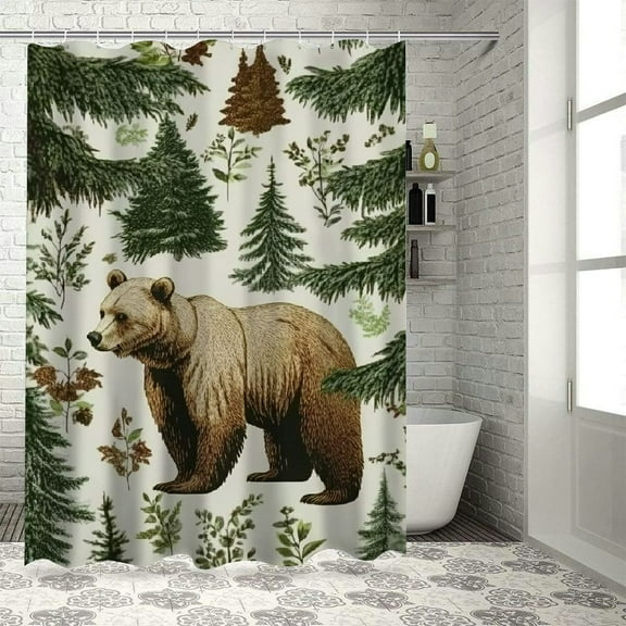 BCIIG Bear Tree Forest Chic Modern Bathroom Decor Shower Curtain 36"x72