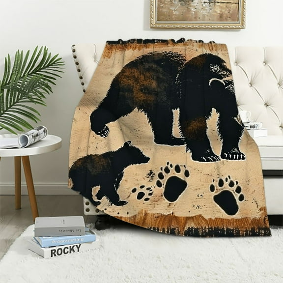 BCIIG Bear and Cub Warm Lightweight Blanket Soft Fleece Blankets Throw Blanket Living Rooms Sofa Decor Cow Gifts All Seasons Bed 60x80in