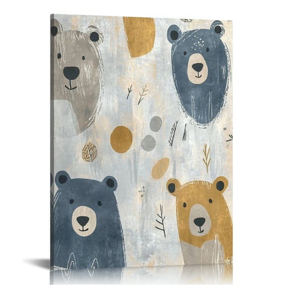 BCIIG Bears Cave Painting Ready to Hang Canvas Wall Decor 16x20 in