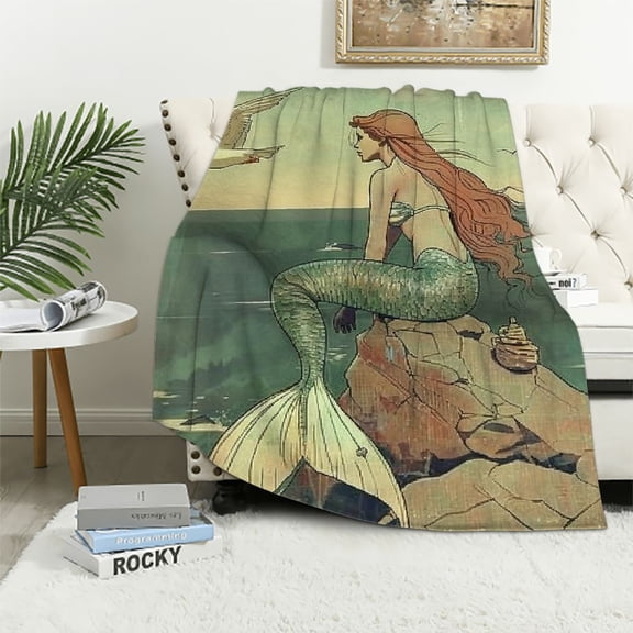 BCIIG Beautiful Mermaid Throw Blanket - Soft Plush, Lightweight, Warm, Fuzzy Anti-Pilling Flannel Blanket for Couch, Bedroom, Travel, Bed - Perfect Comfy Gift 40x50in