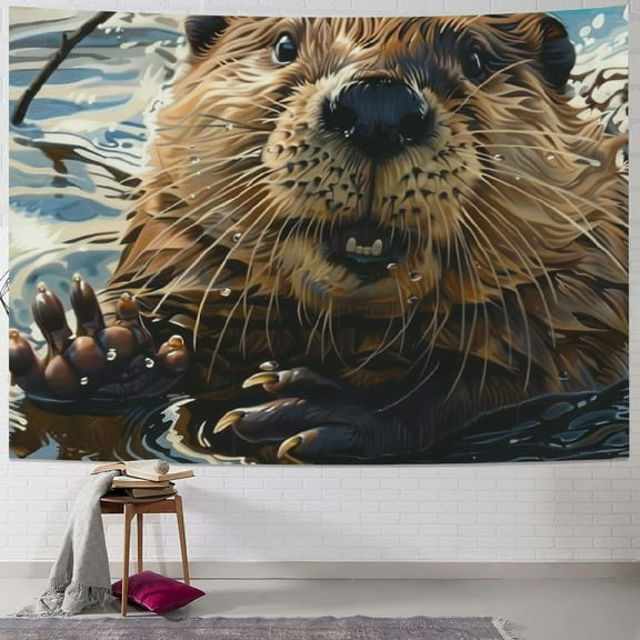 BCIIG Beaver Tapestry Wall Hanging Unique Style Graphic Tapestries Home Wall Decor Art for Living Room Bedroom Apartment Farmhouse Dorm 40x30inch