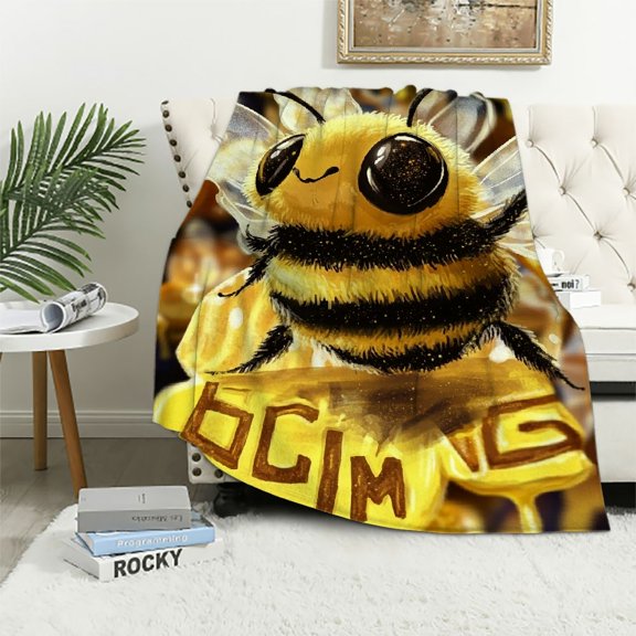 BCIIG Bee Blankets Gift for Girl Women Bee Lovers, Just A Girl Who Loves Bees Blankets for Couch Sofa Bed Fleece Throw Blanket Warm Gift for Kids Women Indoor Home Decor or Pets 60x80in