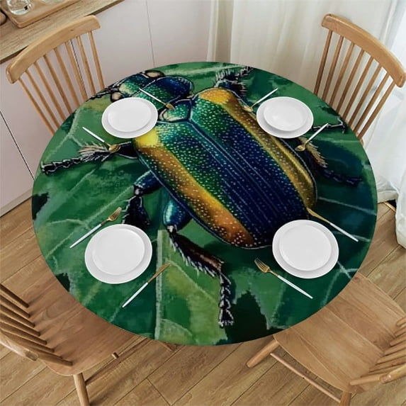 BCIIG Beetle Leaf Round Tablecloth Stain Resistant Washable Indoor Outdoor Kitchen Dining Wedding Parties Polyester Full Width Single-Sided Printing 54"-58