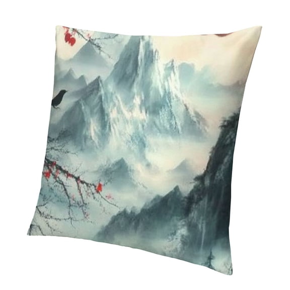 BCIIG Bird Apple Mountain Short Plush Pillowcase Square Design for Home Furnishing 20x20in
