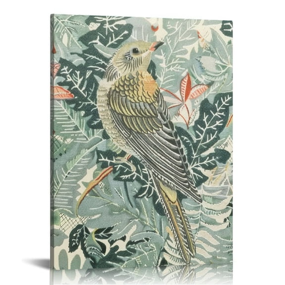 BCIIG Bird Leafy Plant Silk Screen Fine Art Aesthetic Poster Print Wall Painting for Living Room Bedroom Office Decor Pictures Canvas Art Home Office Wall Decor 12x16 in