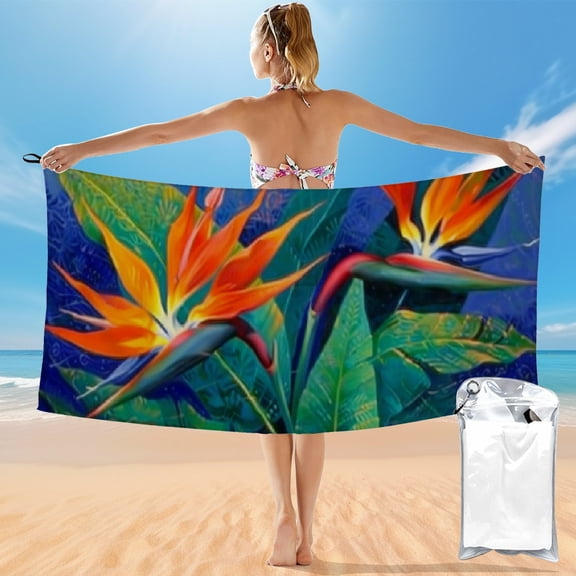 BCIIG Bird of Paradise Flowers Quick Dry Bath Towel 27.5x55in Ultra-Fine Fiber Towel for Beach Vacations and Outdoor Recreation 55x27.5in