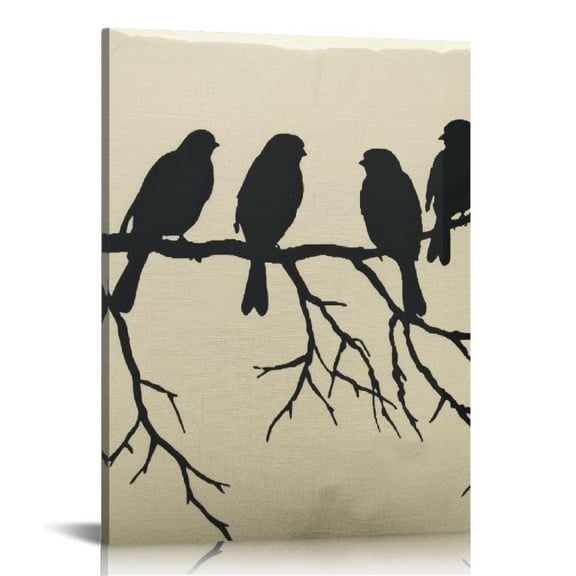 BCIIG Birds Branch Silk Screen Fine Art Aesthetic Poster & Print Wall Painting for Living Room Bedroom Home Office Wall Decor 12x16 in