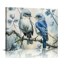 thumbnail image 1 of BCIIG Birds Canvas Wall Art Blue Birds Painting Prints Love Birds Art Tree Branches with Flowers Bird Picture for Bathroom Home Decor  20x16in, 1 of 6