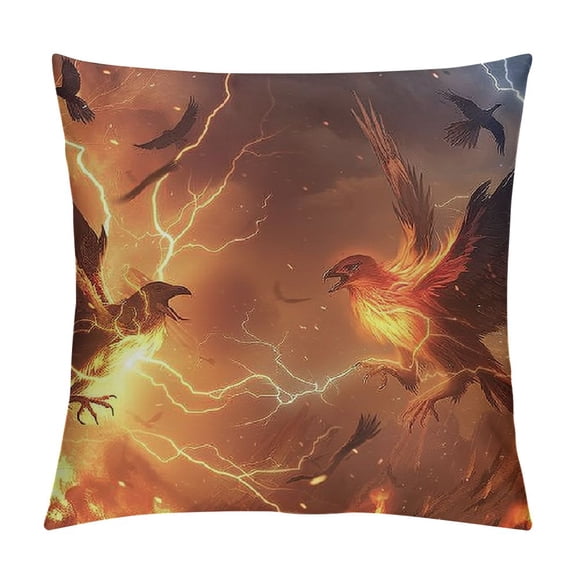 BCIIG Birds Fire Lightning Graphic Decorative Throw Pillow Cover Home Couch Living Room Sofa Cushion - Square 1PC 20x20in