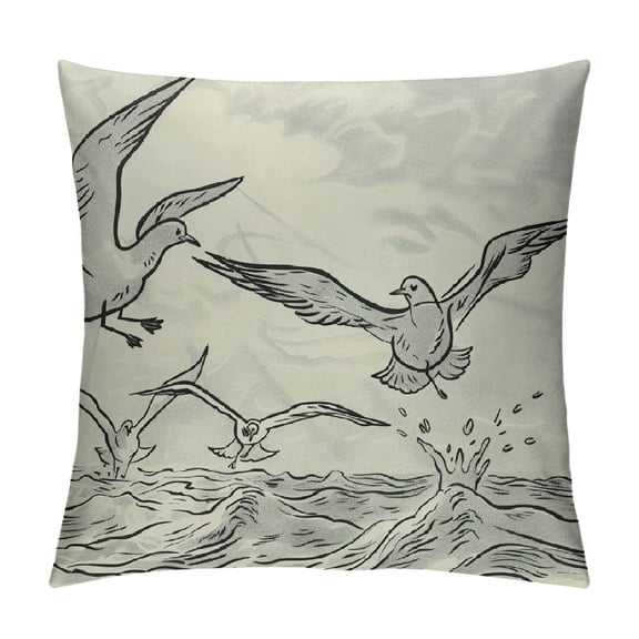 BCIIG Birds Flying Water Graphic Decorative Cushion Throw Pillow Cover for Home Couch Living Room Sofa Bed, Short Plush Material 20x20in