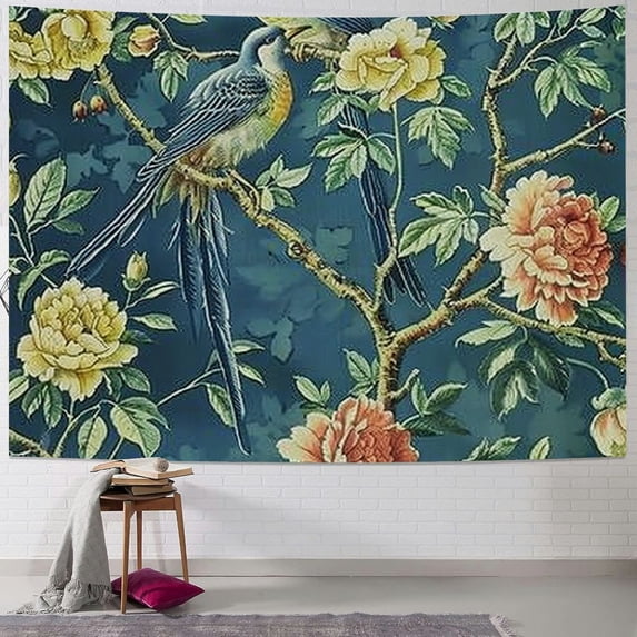 BCIIG Birds Tree Branch Flowers Tapestry Wall Hanging Unique Style Graphic Tapestries Home Wall Decor Art for Living Room Bedroom Apartment Farmhouse Dorm 60x50inch
