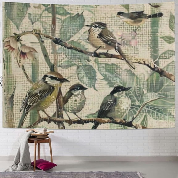 BCIIG Birds Tree Branch Flowers Tapestry Wall Hanging Unique Style for Home Decor | Graphic Tapestries Art for Living Room Bedroom | 4 Sizes Available 60x50inch